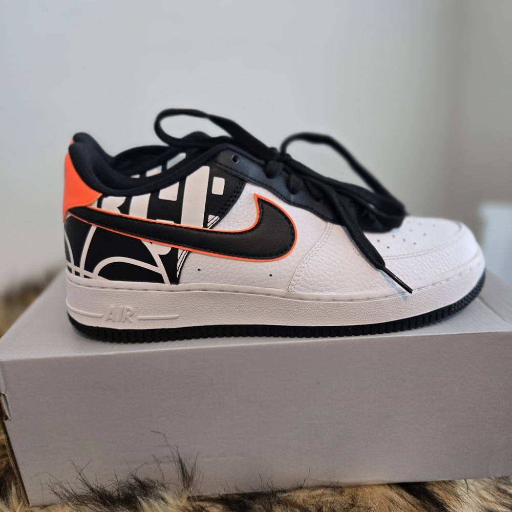 Nike Air Force 1 Low White and Orange Sneakers